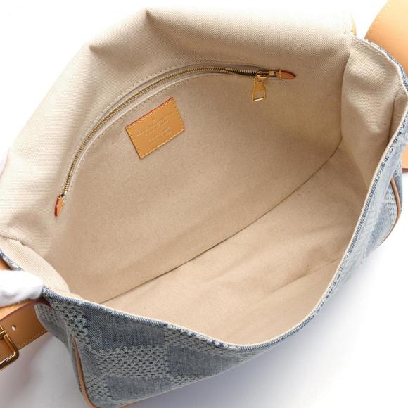 Louis Vuitton Montsouris MM Damier Denim Shoulder Bag Leather Men's Blue Brow... - Picture 4 of 6